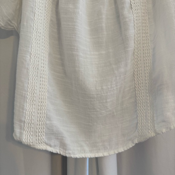 Lucky Brand White Gauze Blouse Crochet Trim Peasant Boho Top Women’s Small - Picture 6 of 10